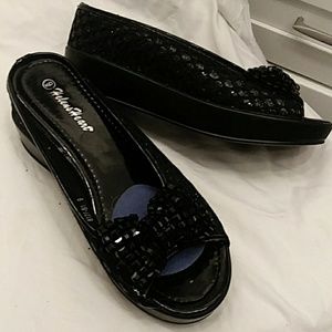 Black Platform mules